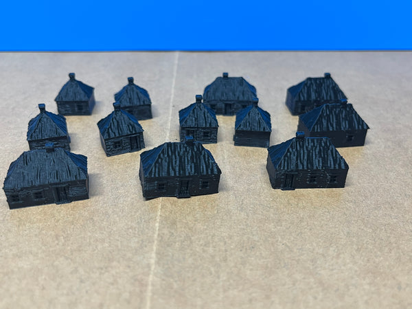 6mm-ET: Russia Thatched Rural Houses Set