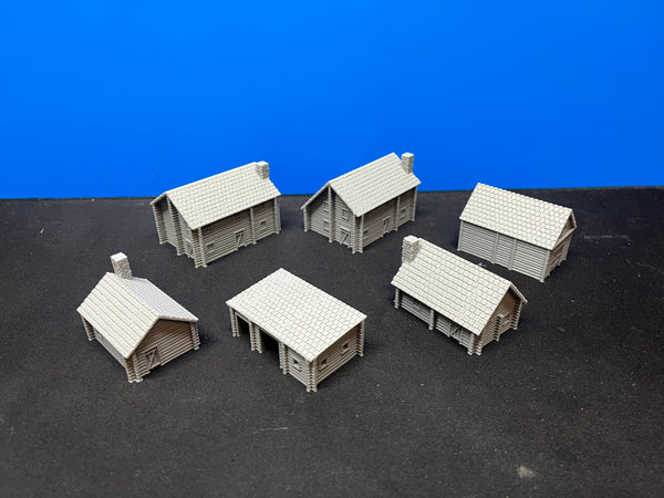 10mm-AW: Log Buildings Set 1